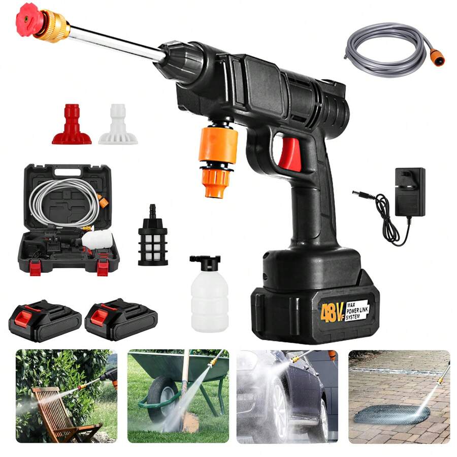 Cordless Pressure Washer, Electric Pressure Water Gun, Handheld Car Washer Gun, Powerful, For Home, Car Washing,Garden Tools - Black - View 1
