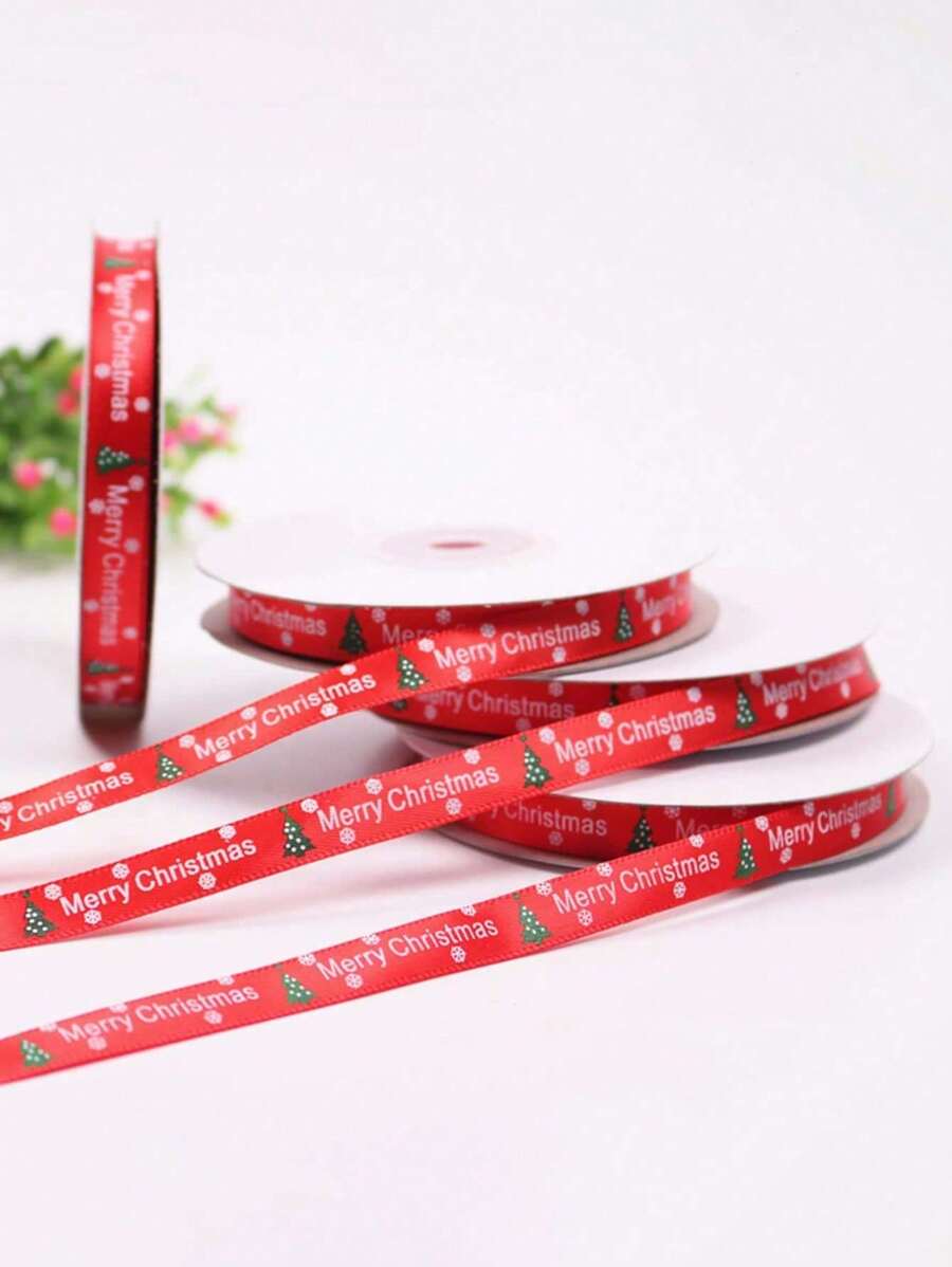 25yards/Roll Christmas Gift Wrapping Decoration Satin Ribbon Bowknot,Christmas - Red - View 1