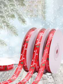 25yards/Roll Christmas Gift Wrapping Decoration Satin Ribbon Bowknot,Christmas - Red - View 4