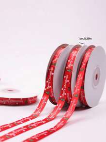 25yards/Roll Christmas Gift Wrapping Decoration Satin Ribbon Bowknot,Christmas - Red - View 2