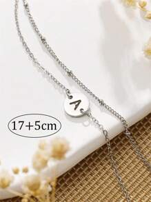 1 buc. Brățară cu lanț reglabil, cu două straturi, din oțel inoxidabil, cu 26 de litere, pandantiv pentru femei, care prezintă farmecul feminin, potrivită ca cadou pentru iubită, soție, mamă, familie, prieteni, ziua de naștere, aniversare, popular printre femeile tinere