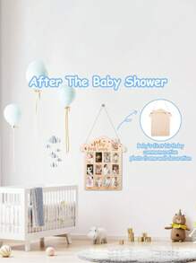 Marco de fotos de madera para decoración colgante con álbum de hitos del primer año del bebé recién nacido, regalo para baby shower, Pascua, niñas/niños - Beis - Ver 2