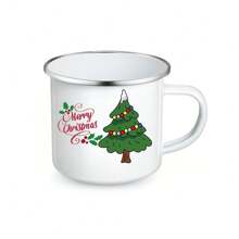 1pc Christmas Coffee Mug 12 Oz Enamel Cup Christmas Holiday Mug Handle Cup Santa Claus Gingerbread Man Snowman Elk Print Christmas Tree Water Cup Breakfast Cup Party Water Cup Gift For Family And Friends Kitchen Decoration (Santa Claus)