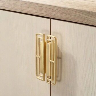 1 件锌合金中式柜门拉手，金色橱柜抽屉衣柜鞋柜把手加长双件装（附安装配件）