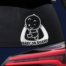 适用于 Mini Cooper S JCW R50 R53 R56 R60 R61 F54 F55 F56 F60 配件 Baby On Board 车身卡通贴纸 警示贴花 PVC - Silver White - 查看 9