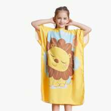 MUTAO 1pc Kids Swimming Changing Robe, Soft Hooded Bathrobe Changing Robe, Microfiber Changing Poncho For Beach Surfing Swimming And Diving - Multicolor - View 13