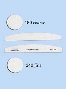 50pcs 180/240 Grit Nail Files Double Sided Emery Board Washable Emery Boards Reusable Nail Buffers Manicure Tools For Natural Nails Acrylic Nails Home And Salon Use - Grey - View 8
