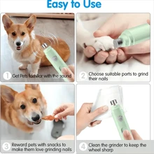 Herramienta de pulido y acicalado de uñas para mascotas con 2 velocidades y 3 métodos de pulido, cortaúñas eléctrico recargable por USB, pulidora de uñas eléctrica profesional para mascotas, máquina automática de manicura