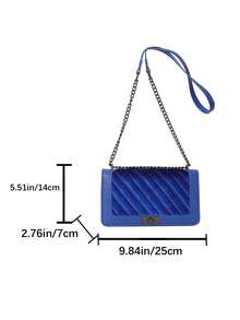 Fashionable Velvet Lock Buckle Mini Square Bag, Versatile Style - Blue - View 9