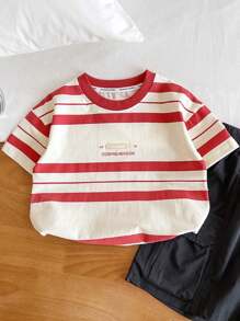 Kids' Summer Bestselling Color Block Stripe Short Sleeve T-Shirt - Red and White - View 6