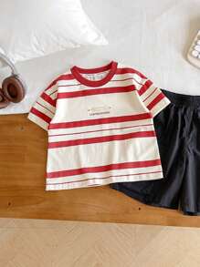 Kids' Summer Bestselling Color Block Stripe Short Sleeve T-Shirt - Red and White - View 3