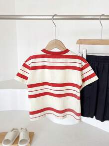 Kids' Summer Bestselling Color Block Stripe Short Sleeve T-Shirt - Red and White - View 2