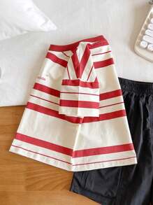 Kids' Summer Bestselling Color Block Stripe Short Sleeve T-Shirt - Red and White - View 4