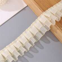 5m Double-Layered Chiffon With 4cm Ruched Lace Edge, DIY Clothing & Home Textile Decorative Trim - Multicolor - View 25