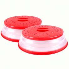 1 pieza/2 piezas Protector plegable y ventilado contra salpicaduras para microondas con mango de agarre fácil - Filtro de alimentos apto para lavavajillas para preparación de comidas y utensilios de cocina - Multicolor - Ver 15