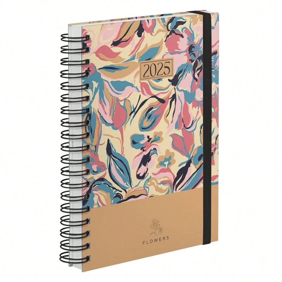 Daily Planner Plus 2025 Hard Cover Flowers Colorful - 米色 - 查看 1