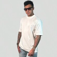Kit 03 Oversized Maculina T-Shirt Streetwear Malhão High Round Collar Basic Plain T-Shirt Fafenix Launch - Xem 6