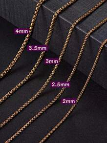 1入組不銹鋼2-4mm龐克盒鏈項鍊，男女皆宜的嘻哈風時尚珠寶飾品