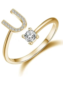 Anillos con letras ajustables para mujeres y adolescentes, anillo abierto minimalista con inicial para mujeres y hombres, anillo de letra en inglés personalizado 26, anillo de dedo delicado de acero inoxidable, regalo de pareja y amigo, accesorios de joyería de moda