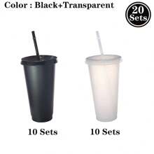 20 ،10 ،1 قطعة أكواب بلاستيكية قابلة لإعادة الاستخدام بسعة 24 أونصة مع أغطية وقشاطات - 10 قطع ، أكواب ماء متينة للقهوة المثلجة ، أكواب سفر كبيرة صدغية ، مثالية لحفلات الهالوين والأعياد الميلادية والعيد المجيد وهدايا الافتتاح ، خفيفة الوزن ، مستطيلة ، خالية من البولي فينيل كلوريد ، للغسيل اليدوي فقط - متعدد الألوان - مشاهدة 17