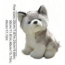 1 件超可爱柔软的哈士奇狗毛绒玩具娃娃，可作为儿童生日和节日礼物 - 白色 - 查看 2