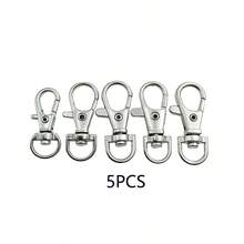 5 piezas Llavero de aleación de zinc, ganchos para cordón, anillos para llaves, portabadges, regalo artesanal - Plateado - Ver 10
