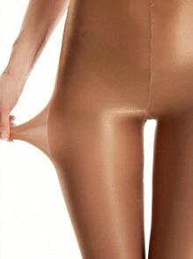 70D Shiny Horse Oil Reflective Dance Tights - Coffee Brown - View 3