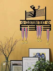 Uma Medalha de Ferro Arte de Parede Personalizada Vintage Suporte de Medalhas de Metal Jogador de Voleibol Motocicleta Corrida Medalha Suporte de Exibição de Medalhas de Bailarina é a Escolha Perfeita para Presentes de Equipe e Decoração Doméstica Decorativa, Dia dos Namorados, Decoração do Dia dos Namorados