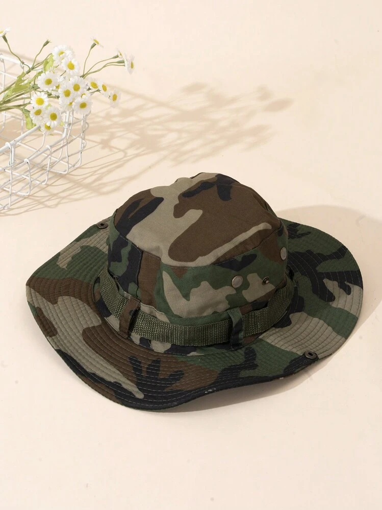 1 pièce Nouveau chapeau de soleil extérieur de couleur unie, chapeau à large bord avec cordon de serrage, convient pour un usage décontracté, randonnée, pêche, camping, cyclisme, alpinisme, protection solaire, coupe-vent, seau unisexe - Multicolore - Voir 2