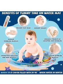 1pc Inflatable Slapping Pad, Baby Water Mat, Suitable For 3-24 Months Infants, Strengthens Baby Muscles, Portable Pink Baby Toy (Random Floating Ocean Creature Toy - Recommend Supervised Use)Baby Play Mat,Baby Toys Newborn,2 Year Old Toys,Play Mat For Kids,Baby Crawling Mat,Toys,Baby Toys,Baby Play Mat,Play Mat,Baby Toys,Baby Play Mat,Baby Toy,Baby Girl Toy,Toys,Pink