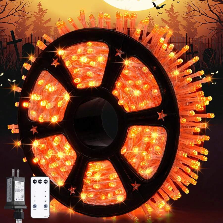 KBO JMEXSUSS 600 LED Orange Lights For Halloween Decor, Orange String Lights Outdoor Waterproof, Plug In Halloween String Christmas Light For Indoor Room Party Tree Yard Fall Decorations - Orange - View 1