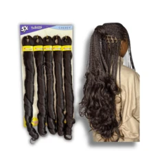 Jumbo French Curl Braids 5x 60cm Cherey Braids Boho Wavy 400g Jumbo Braid With Curls - Màu xám đen - Xem 4