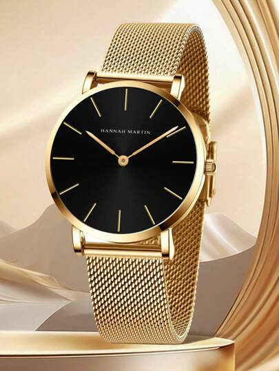1pc Minimalist Ladies Quartz Wrist Watch, Japanese Movement, Ultra-Thin Dial, Fashionable And Luxurious, Suitable For Casual, Holiday, Date, Party, Gift, Saudi National Day