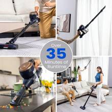 Proscenic P11 Lite Cordless Vacuum Cleaner, 28kPa Max Suction, Up To 35 Minutes Runtime, LED Display, Auto Hair Detangling, 180° Swivel Steering, 550ml Dust Bin, Telescopic Tube, Low Noise, Storage Wall. - Black - View 5