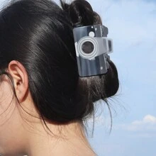 1 Piece Personalized Antique Novelty Roll Film Camera Acetate Hair Claw Clip Personalized Women's Hair Clip,Hair Accessories,Claw Clips,Hair Jaw Clip,Hair Clutch Fall Winter For Vacation Outfits Woman