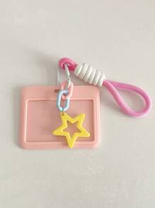 Paquete de tarjeta de estudiante para niñas, colorida, con forma de estrella, bandolera de plástico con llavero de cuerda, tarjeta de campus, tarjeta de estudiante, tarjetero, billetera, tarjetero de visita, tarjetero de crédito, tarjetero de identificación, billetera para mujer - Multicolor - Ver 10