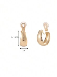 1 对时尚光滑圆形闪亮夹式耳环，适合女士日常佩戴，可作为礼物赠送 - 圓形耳夾 - 查看 8