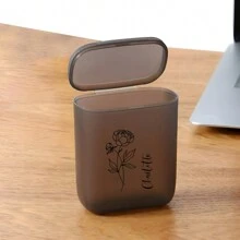 1 Personalized Custom Birthday Flower And Name Cable Management Box With Lid, Suitable For Portable Headphones, Chargers, USB Data And Charging Cables