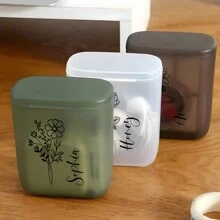 1 Personalized Custom Birthday Flower And Name Cable Management Box With Lid, Suitable For Portable Headphones, Chargers, USB Data And Charging Cables
