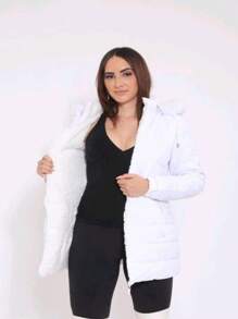 WOMEN'S DOUBLE-SIDED N YLON SUPER WARM WATERPROOF OVERCOAT PARK - White - View 3
