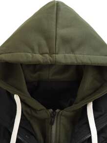 1pc Boyfriend Style Men's Padded Jacket, Hooded Thick Casual Outerwear Windbreaker, Winter Streetwear Stylish Drawstring 2 In 1 Coat