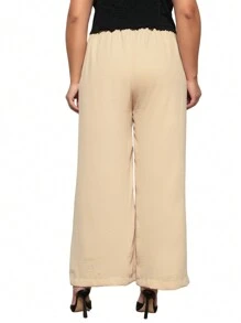 Plus Size Pantalona Pants With Button - 米色 - 查看 3