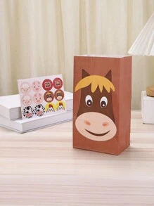 12pcs/Set 24*13*8CM Kraft Paper Bags With Cute Farm Animal Design, Creative Candy/Gift Bags For Holiday Party Or Birthday (1 Sticker Included),Christmas Valentine Day - Multicolor - View 13