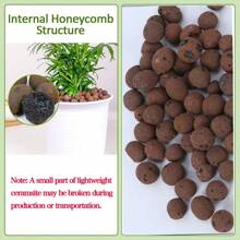 3.53盎司盆栽以陶瓷颗粒为基料，配以专用透气铺路石和泥炭，用于养花。回填火山石颗粒，滋养土壤 - 深灰色 - 查看 9