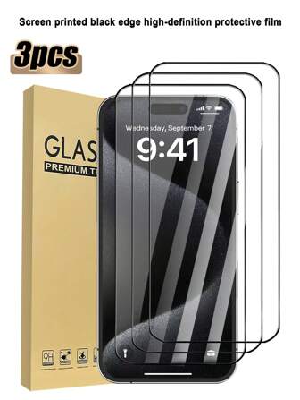 3pcs High Definition Screen Protector Glass, Compatible With IPhone 11/12/13/14/15/16/16 Plus/16 Pro/16 Pro Max/16e/17/17 Air/17 Pro/17 Pro Max, Anti-Scratch, Anti-Shock, Waterproof