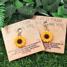 1 peça/2 peças chaveiro de girassol com concha em formato de coração, papel pardo, presente para família e amigos, adequado para o Dia de Ação de Graças e aniversário, Dia dos Namorados, acessórios para carro, mochila com pingente, carta escolar, cordão gótico fofo para bolsa Y2K com porta-identidade, acessórios para carro, pingentes para bolsa