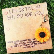 1 peça/2 peças chaveiro de girassol com concha em formato de coração, papel pardo, presente para família e amigos, adequado para o Dia de Ação de Graças e aniversário, Dia dos Namorados, acessórios para carro, mochila com pingente, carta escolar, cordão gótico fofo para bolsa Y2K com porta-identidade, acessórios para carro, pingentes para bolsa