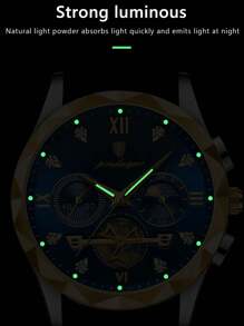 POEDAGAR 1pc Classic Quartz Chronograph Wrist Watch For Men, Water Resistant With Gift Box