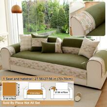 1pc Multi-Floral Patchwork Sofa Cover, Pet-Friendly Anti-Slip Couch Slipcover With High-End Feel, Soft Chenille For All Seasons - Green - View 14