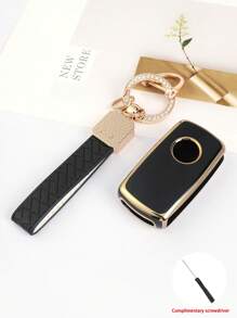 3 piezas/set Funda de llave de coche suave de TPU + Llavero con strass + Destornillador apto para Bora, Santana, Golf, Lavida, Touran, Tiguan, Passat - Multicolor - Ver 4